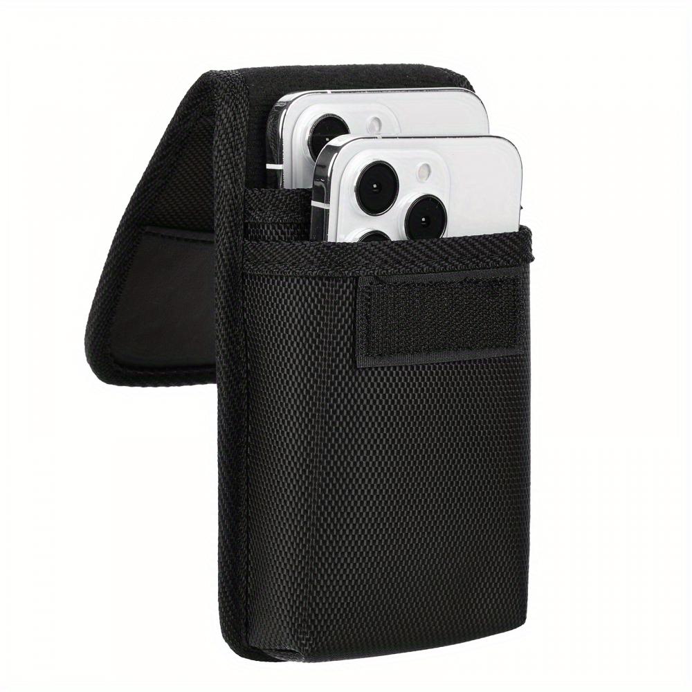 Universal Phone Bag Under 7.5 Inches Nylon Dual Pocket Cell Phone Belt Pouch Case Men's Outdoor Bag for iPhone 16 15 Samsung S23