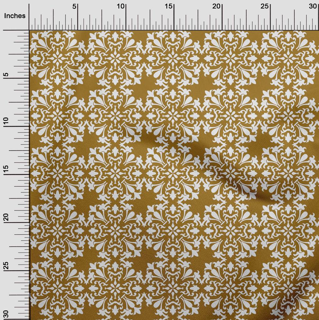 oneOone Cotton Poplin Dark Olive Green Fabric Asian Block Floral Fabric For Sewing Printed Craft Fabric By The Yard 42 Inch