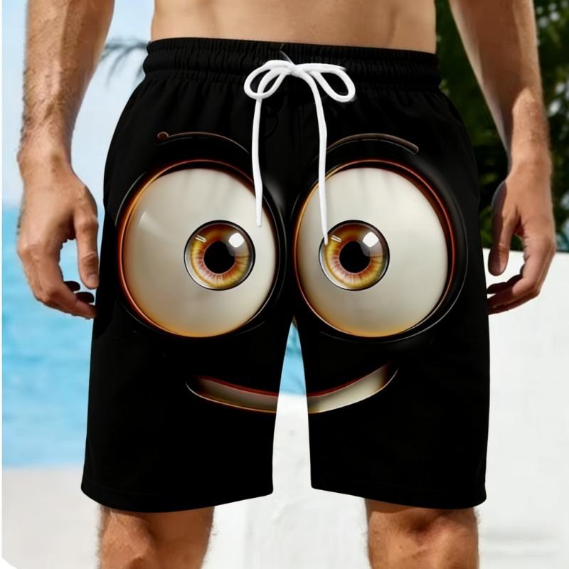 Men's Summer Shorts 3D Big Eyes Printed Clothes Fashion Hawaiian Shorts Male Swim Shorts Men Loose Shorts