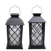 Yard Lantern Black Vintage Metal Hanging Solar Lantern with PVC Lampshade for Outdoor Garden Decoration
