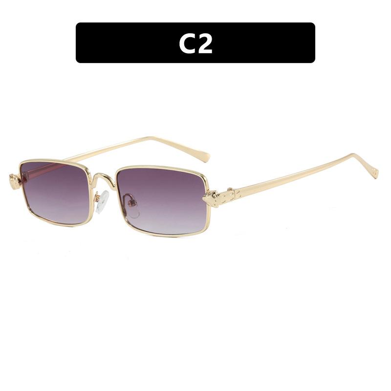 Leopard head small frame sunglasses square new retro sunglasses women Internet celebrity hip hop personality sunglasses