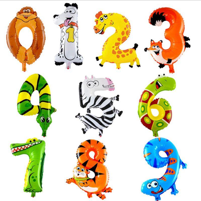 Premium Self Inflating 16 Inch Foil Number Balloon Happy Birthday Large Animal Design