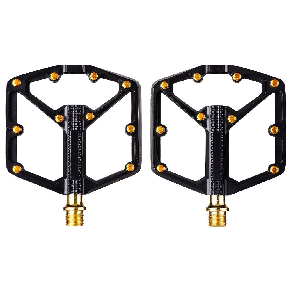 RPANTAHI Stampes Flat BMX/MTB Bike gold Pedal - Platform Bicycle Pedal, Minimal Profile, Adjustable Grip Black Gold