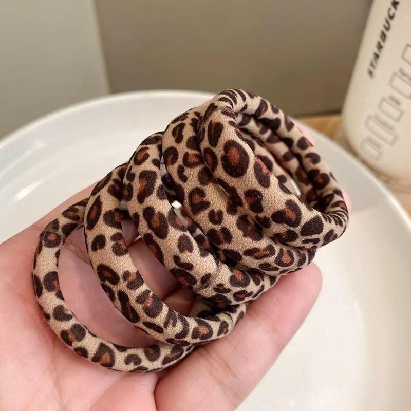 10pcs Leopard Print High Elastic Hair Ties Scrunchie Ties High Elasticity Ponytail Holder Women Girls Hair Rings Rope Accessories