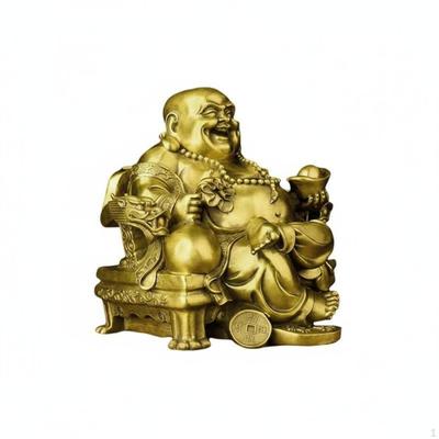 Estatua del Buda Sonriente Símbolo de Buena Suerte Latón Figurilla de Maitreya Artesanía Feng Shui Riqueza