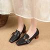 Fashion Square Toe Single Shoes Women Fall 2025 New Mid-High Heels Block Heel Fashion Loafers