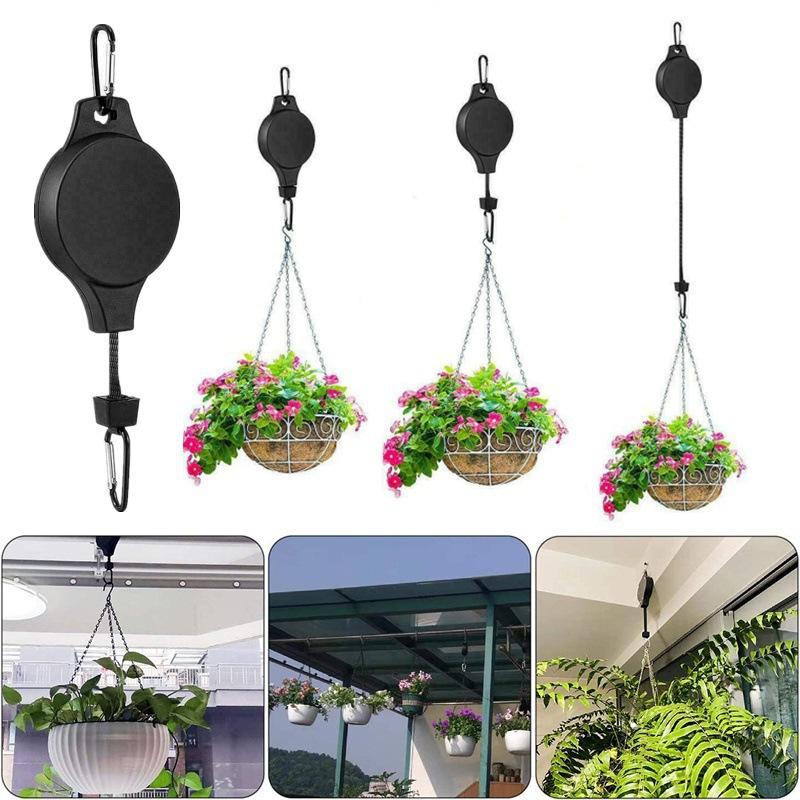 1Pc Gardening Hook, Retractable Lifting Basket, Bird Cage, Flower Pot Hook, Creative Home Hanging Tool