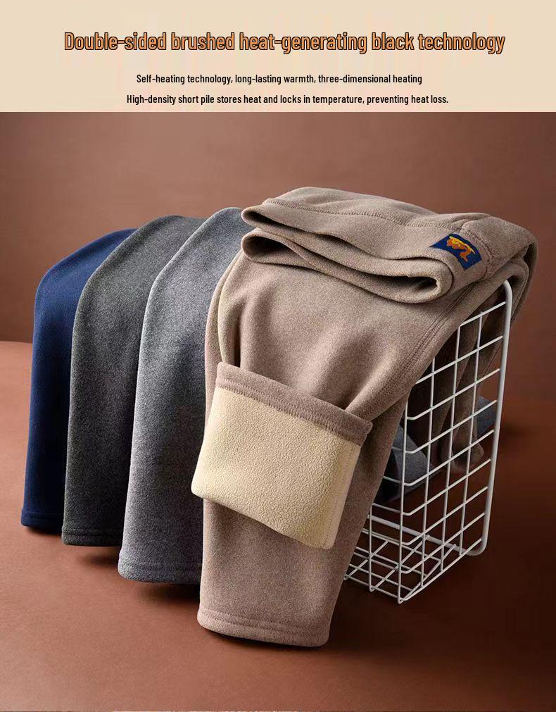 Men's and Women's Camel Hair Thermal Pants with Velvet Lining