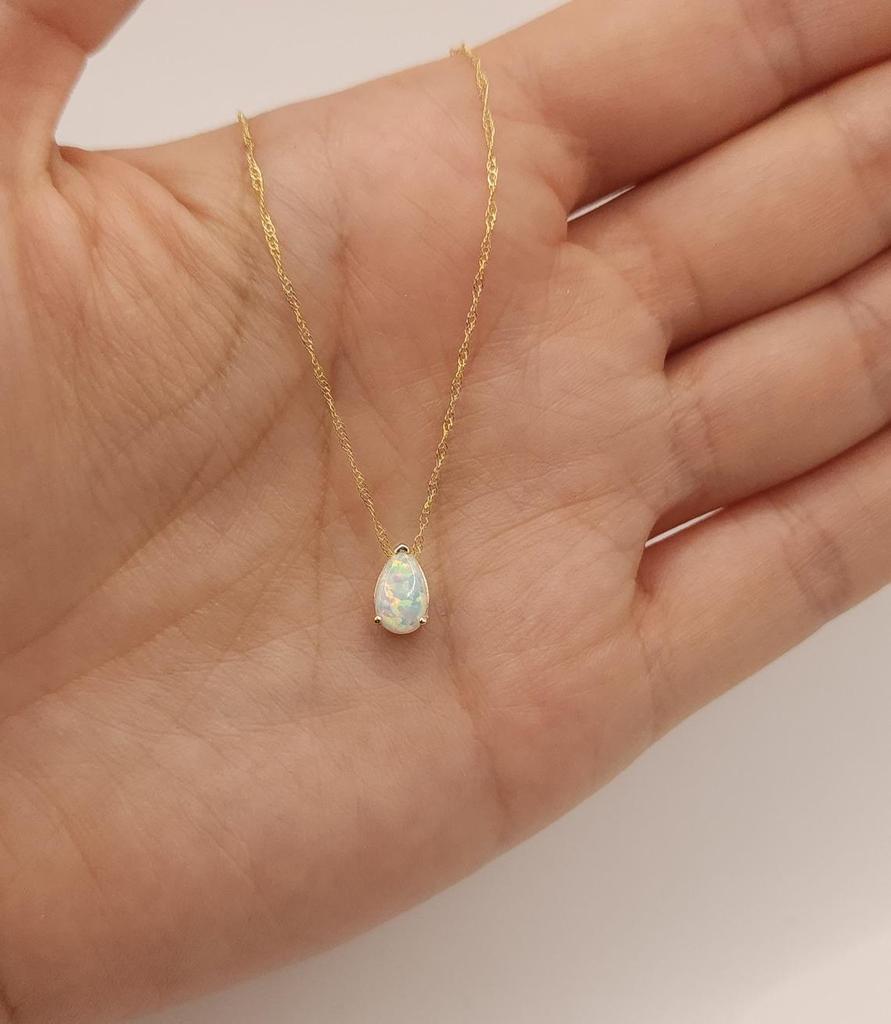 14Kt Gold Opal Necklace, Opal Teardrop Necklace, Opal Pendant, October Birthstone Necklace, Opal Gold Necklace Only Pendant