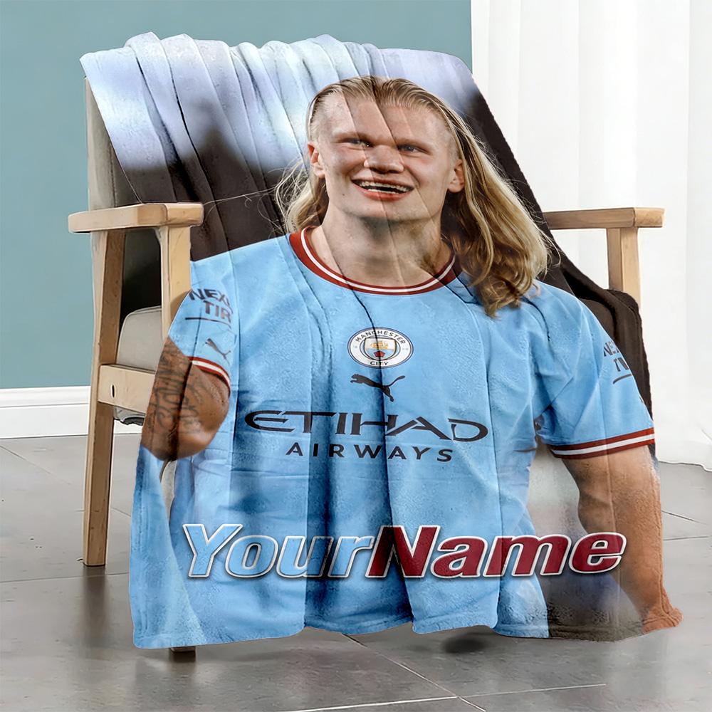 Haaland 194 Personalized Name Blanket Cozy Customizable Blanket Comfortable for Bed Nap Office Chair Sofa for All Occasions