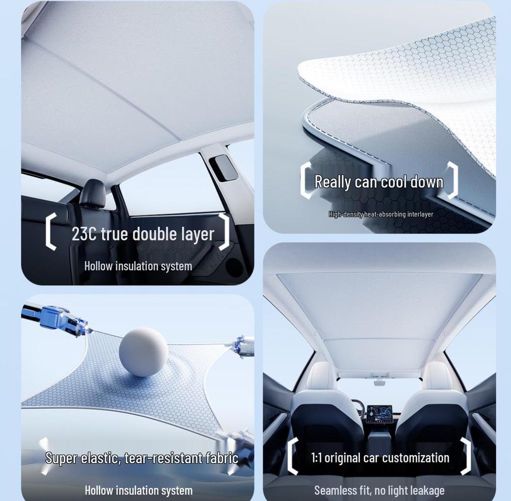Graphene Sunroof Sunshade for Tesla Model Y/3: Heat Insulation & Light Blocking