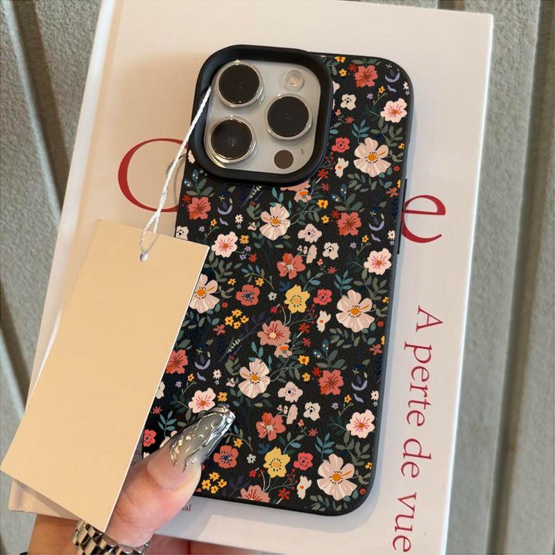 Full Screen Flower Pattern Soft TPU Phone Case For iPhone 17 16 Pro Max 15 Plus 14 13 12 11 17Air X XR XS Max Faux Leather Cover