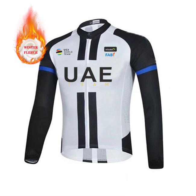 Team UAE Winter Long Sleeve Thermal Fleece Cycling Jersey Set Bib Pants Ropa Ciclismo Bicycle Clothing MTB Bike Jersey Uniform