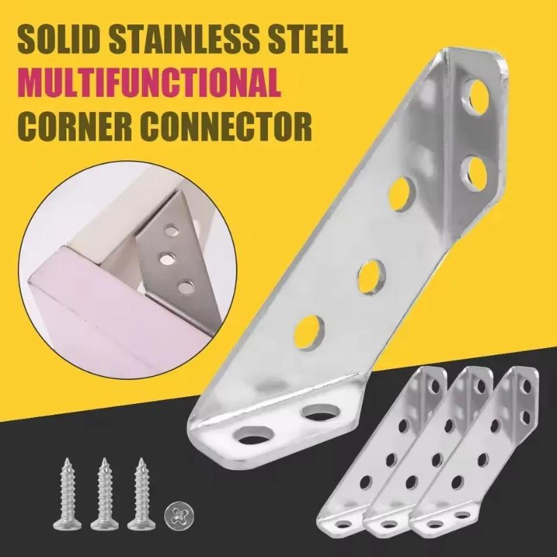 2/10/20/40/50pcs Thickened Stainless Steel Angle Code 90 Degrees Right Angle Fixed Bracket Furniture Connectors
