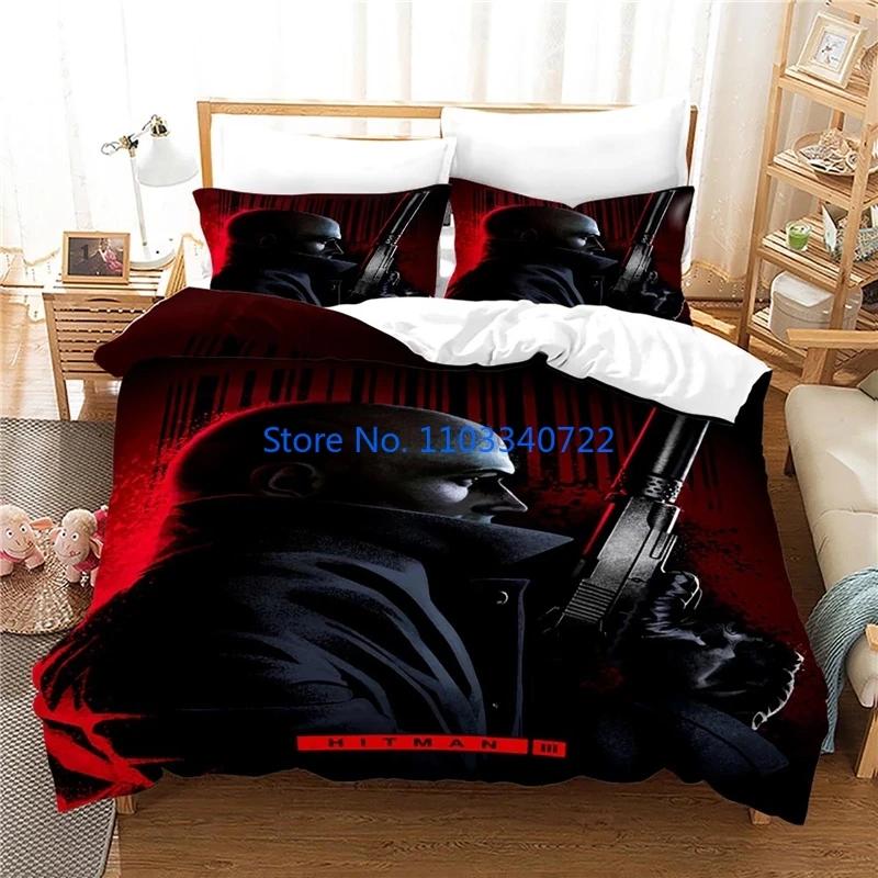 Hitman Killer 3D Bettwäsche-Set Druck Bettbezug-Set 3D-Druck Bettdeckenbezug Bettzeug für Jungen Mädchen Bettwäsche-Sets Schlafzimmerdekor