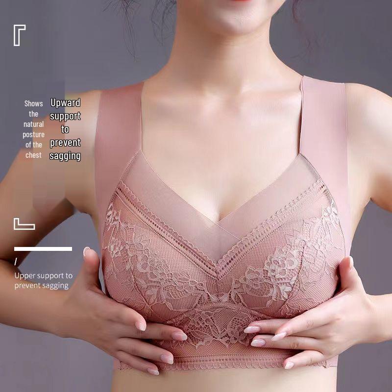 Plus-Size Lace Seamless Supportive Wire-Free Bra for Women