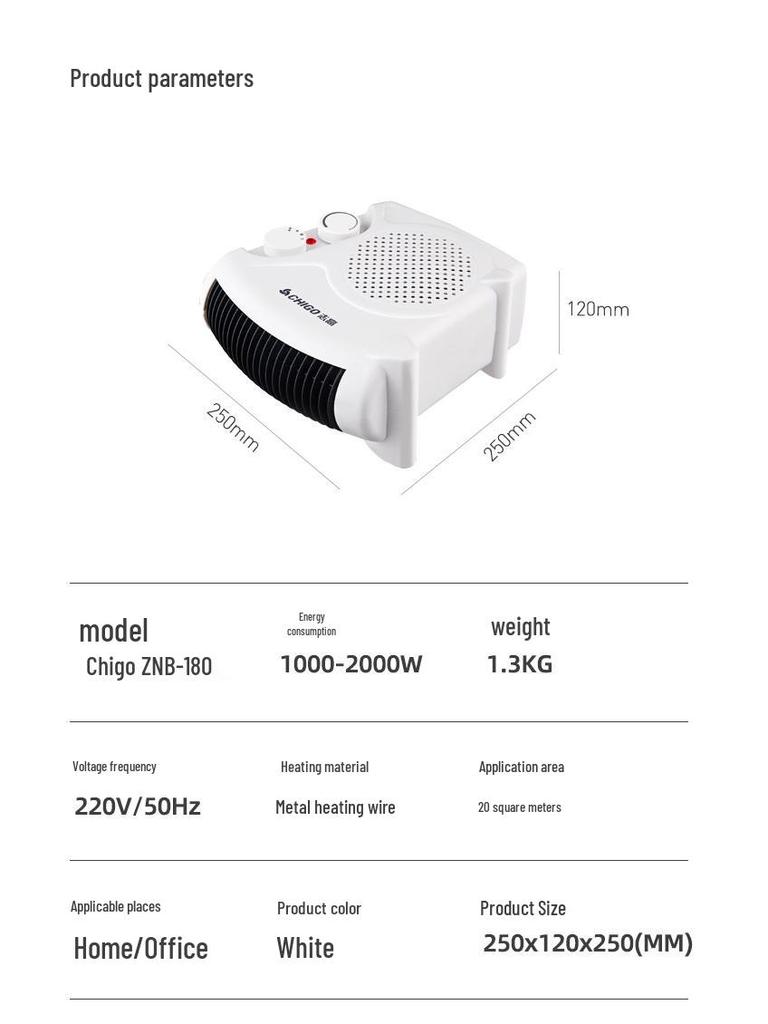 Chigo Energy-Saving Upright Electric Heater for Home, Office & Bathroom