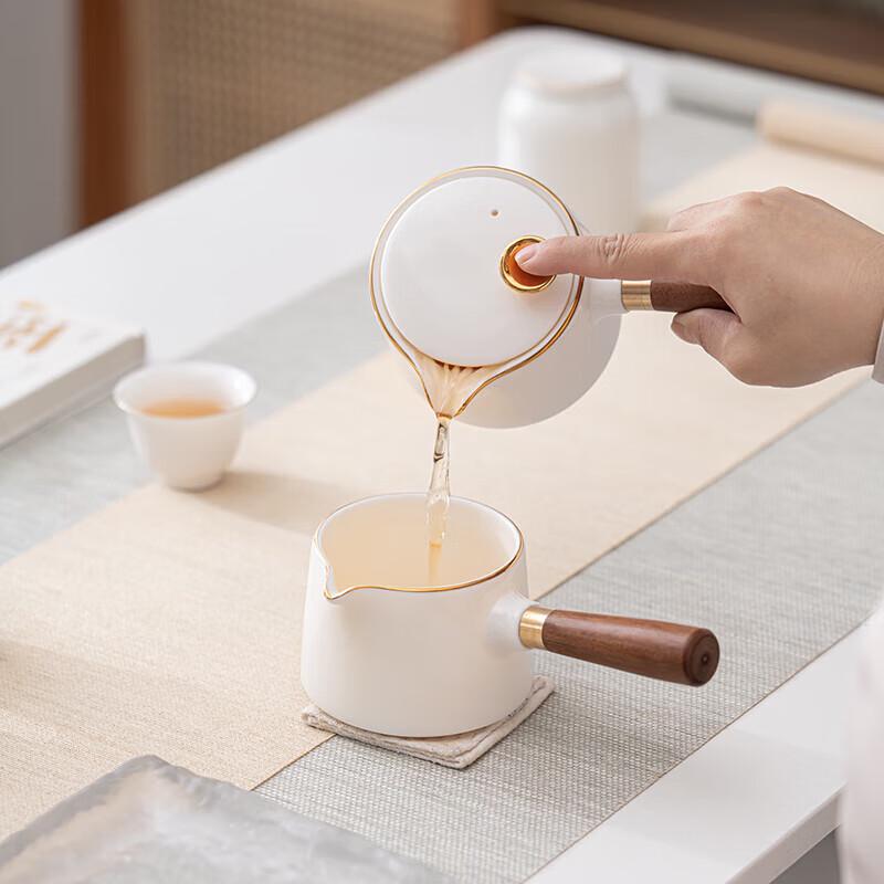 Luxury Dehua Ceramic Kung Fu Tea Set - Gilded Mutton-Fat Jade