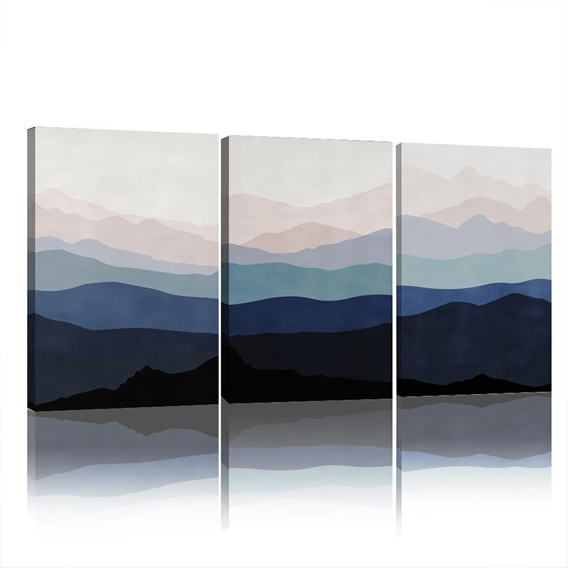 

Рамка Абстрактное настенное искусство Гора Розовый Синий Холст Живопись Горы Плакат и печать настенных картин для гостиной Домашний декор