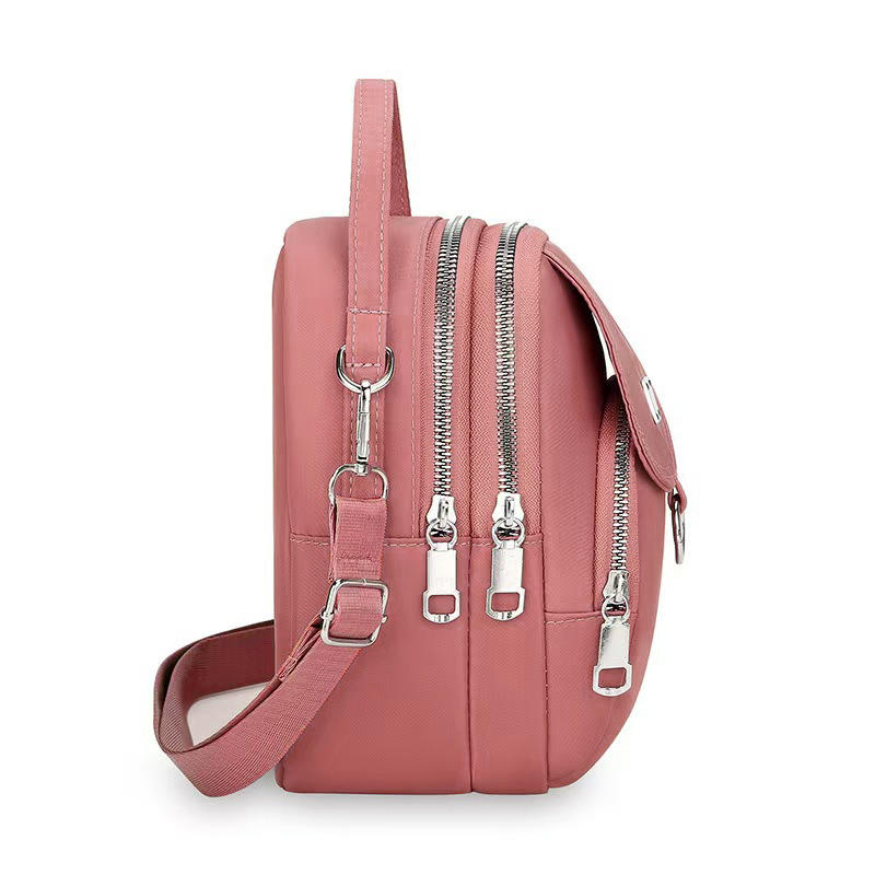 Lightweight Nylon Women's Crossbody Bag Casual Mini Handbag with Multiple Zip Compartments Detachable Shoulder Strap Bag