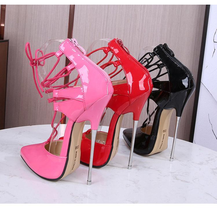 Cross Tied 16cm Heels Roman Women Shoes Fashion Thin with Sandals Big Size Shoes 47 Evening Model Nightclub WZ
