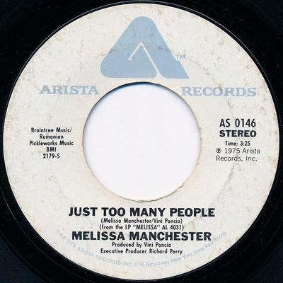 7inch Record MELISSA MANCHESTER - Just Too Many People AS0146 Arista 1975 US Rock Used