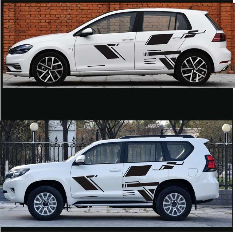 Black Car Side Door Stickers Accessories Vinyl  DIY Decals Sport Style Stripes