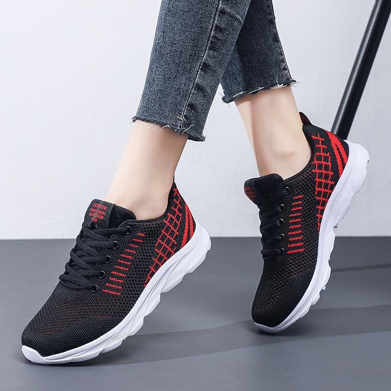 Women's Spring and Autumn Casual Shoes Fashionable and Breathable Walking Mesh Flat Sports Shoes White Gym Training Women Shoes