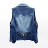 Lässige, einfarbige, ärmellose, verkürzte Jeansjacke für Damen
