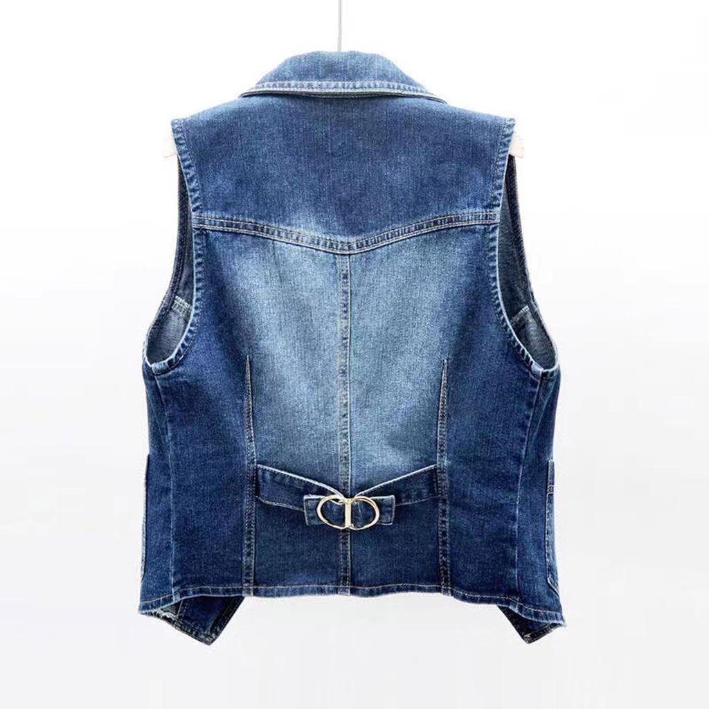 Lässige, einfarbige, ärmellose, verkürzte Jeansjacke für Damen