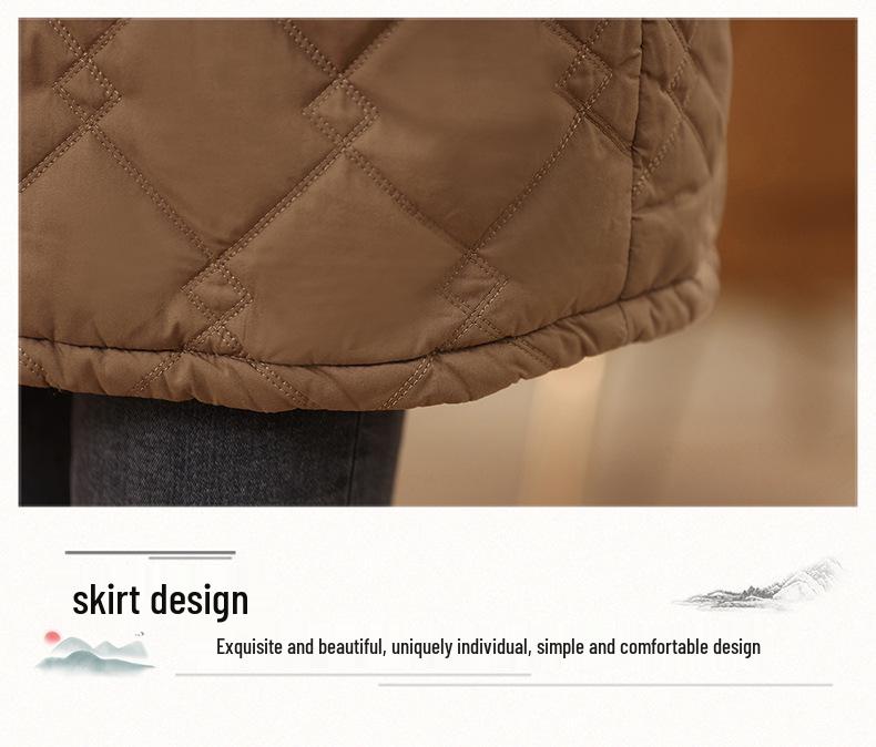 Mid-Length Women's Fleece-Lined Cotton Jacket: 2024 Retro Casual, Loose, Warm, and Thickened Winter Coat.