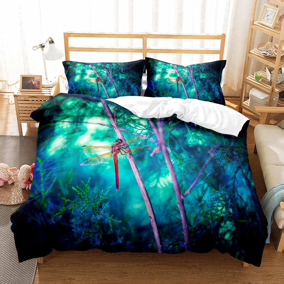 

Dragonfly Duvet Cover Set Art Painting Animals Pattern King Queen Size Polyester Comforter Cover for Kids Boys Girls Bedding Set EU single(135x200cm)
