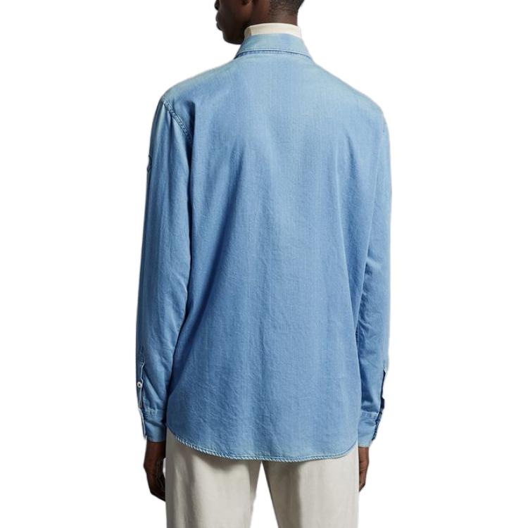 Moncler Monochrome Pointed Collar Long Sleeve Shirt Men Shirts I10912F00004596RT77A