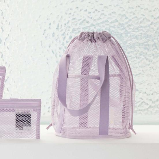Netz-Strandtasche, Große Kapazität, Zugbeutel, Schnelltrocknender Polyester Dusch-Organizer, für Reise Strand Fitnessstudio