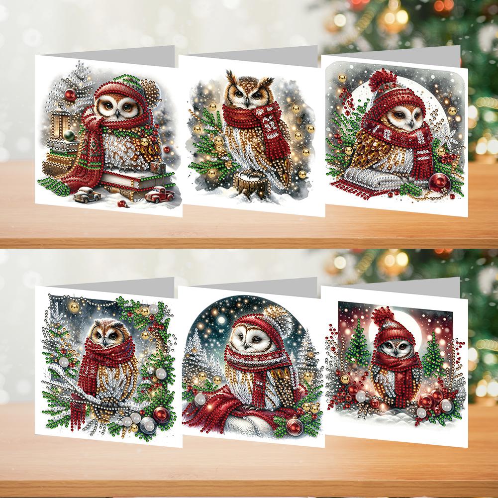 6Pcs Christmas Special Shape Christmas Book Rhinestone Painting Card Kit Diamond Painting Greeting Card for Holiday Party Favors