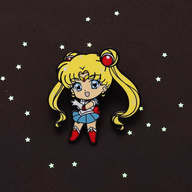 Adorable Anime Girl Evening Dress Enamel Brooch Cute Cartoon Metal Badge Accessory