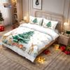 3pcs Merry Christmas Cute Deer Printed Core Free Down Duvet Cover Multi Sized Bedroom Holiday Bed Decor Machine Washable