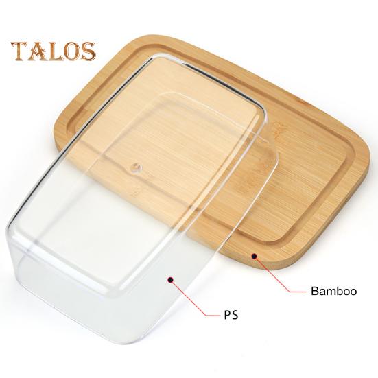 Bambusová mísa na máslo s víkem Talíř na dortový server Velký držák na mini dortové talíře Kuchyňská úložná nádoba Krabice na sýrové desky Talíře na máslo