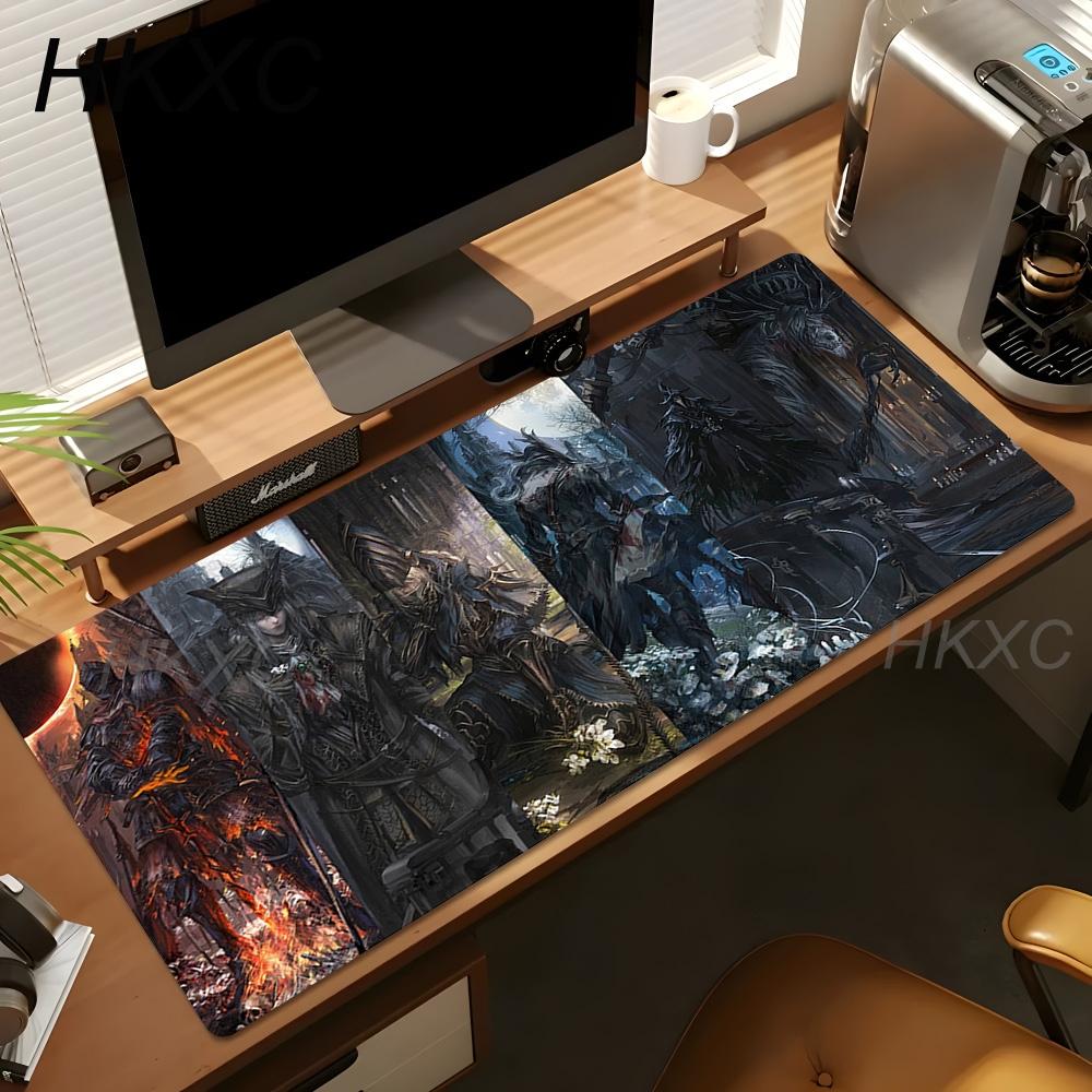 Esports Bloodborne Mouse Pad Battle Warrior Mousepad XL Desk Mat Non Slip Rubber Base Soft Fabric Game Room Desk Mouse Pad