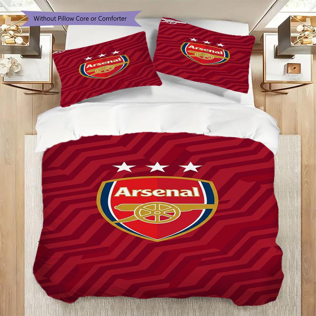 Vibrant Arsenal Emblem Design Three-piece set (1 * duvet cover + 2 * pillowcase, without core) 2DFlat Duvet cover and pillowcase Soft and comfortable