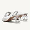 Fashion Novelty Strange Clear Heel Slippers Women Metal Decoration High Heel Slide Sandals Summer Transparent Pvc Strap Beach Flip Flop