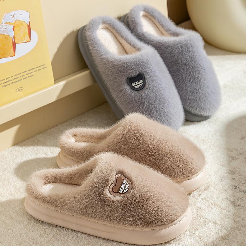 Home Cotton Shoes Warm In Autumn and Winter Thick-soled Plush Cotton Tows Home Indoor Household Couple Cotton Slippers
