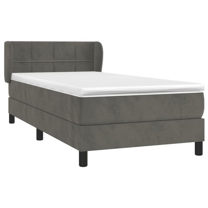 VidaXL Divan Bed with Mattress Dark Grey 100x200 Cm - Model 3127476