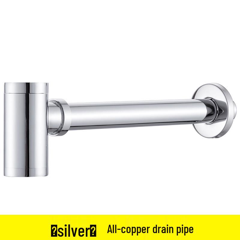 All-Copper Wall-Mounted Sink & Washbasin Drain Pipe, Odor-Proof Drainer Accessory