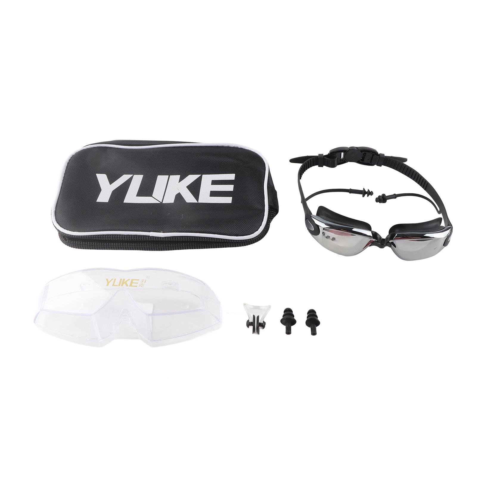 

Интегрированные беруши для плавания Очки Зажим для носа Беруши и шапочка Унисекс и анти-туман Анти-УФ Плавание чёрный