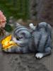 Cat Solar Garden Statue Cute Cat and Butterfly Figurine Housewarming Gift Solar Garden Statue Cat Lawn Ornament for Yard Patio