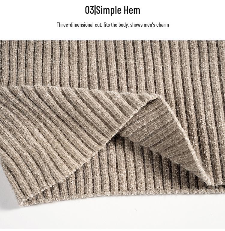2025 Men's Autumn/Winter Thick High-neck Knit Sweater - Fashionable Casual Long-sleeved Base Layer for Middle-aged Men