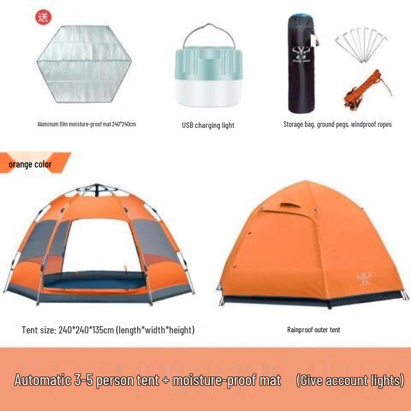 Quick Open Folding Double Layer Tent for 3-5 People - Perfect for Camping, Beach, or Park