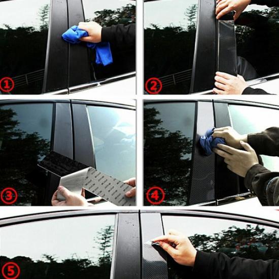 Carbon Fiber Look Window Pillar Post Trim Sticker Pattern for Panamera 2010-2016