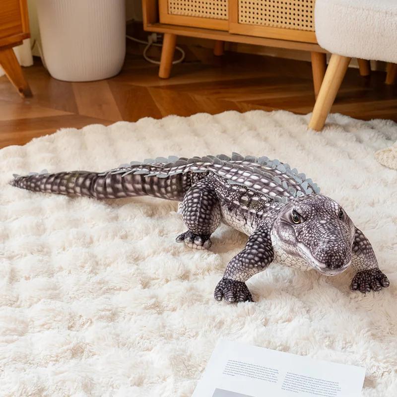 

ReaListic Crocodile Plush Toy Fluffy Stuffed Animal Pillow Doll Green Giant Alligator Sofa Cushion Birthday Surprise Gift 65cm серый